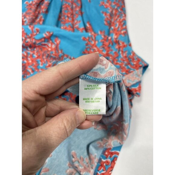 Lilly Pulitzer Dress Womens XS Turquoise Bellanna Coral Reef Short Sleeve Silk - Picture 13 of 13